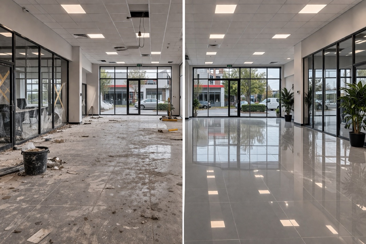 JF Commercial Cleaning Group before and after commercial cleaning results